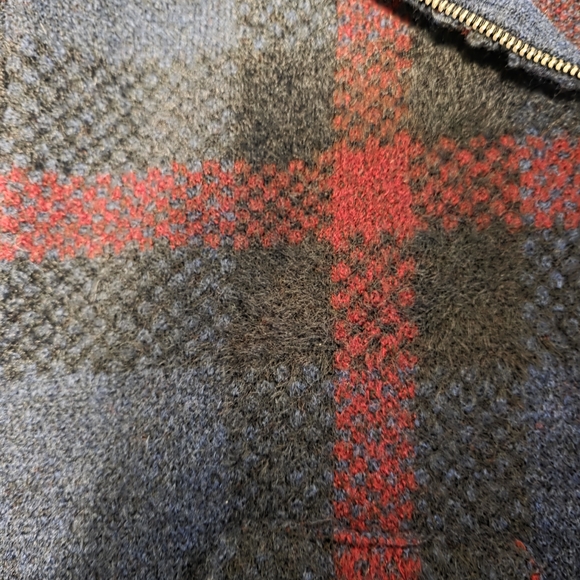 Zara Checkered Jacket in Navy and Burgundy - Picture 7 of 8